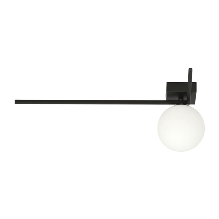 Lampada da soffitto IMAGO in acciaio nero e vetro opalino