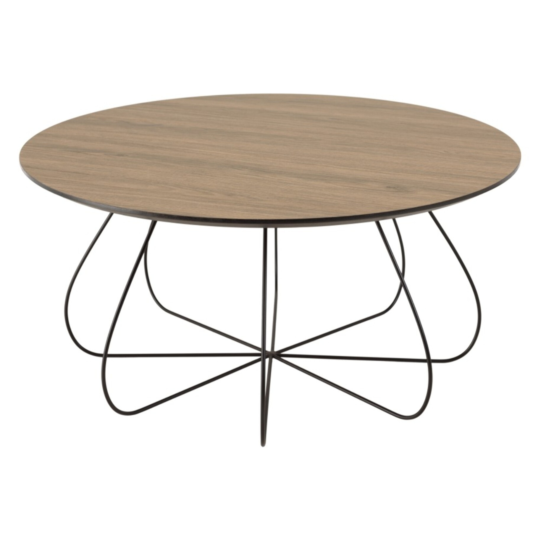 JULIA - Table basse biseautée 80x80cm mocha pieds forme panier en métal