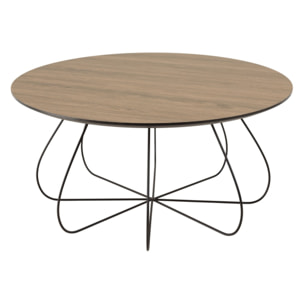 JULIA - Table basse biseautée 80x80cm mocha pieds forme panier en métal