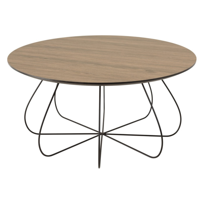JULIA - Table basse biseautée 80x80cm mocha pieds forme panier en métal