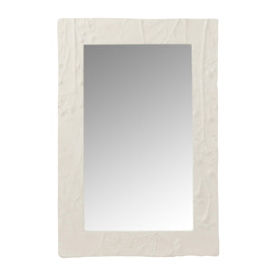 J-Line Miroir Rectangle Relief Fleur Resine Blanc Small