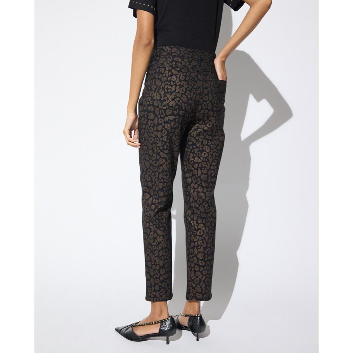 Pantaloni elasticizzati con stampa leopardata