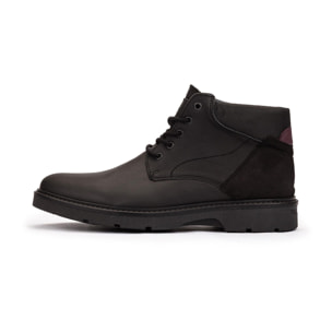 Botines Casual De Piel Negro Con Cordones para Hombre