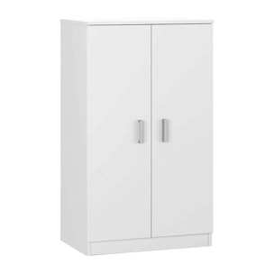 Armadio multiuso Norwalk, Armadio portascarpe a 2 ante, Mobile basso con 6 ripiani, Scarpiera bassa moderna, cm 75x36h101, Bianco