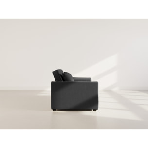 Ernest - Canapé droit 2 places convertible en velours côtelé - Noir