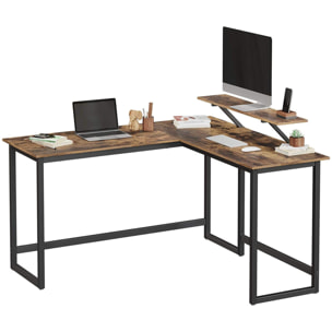 Scrivania angolare a L in stile industriale con supporto monitor