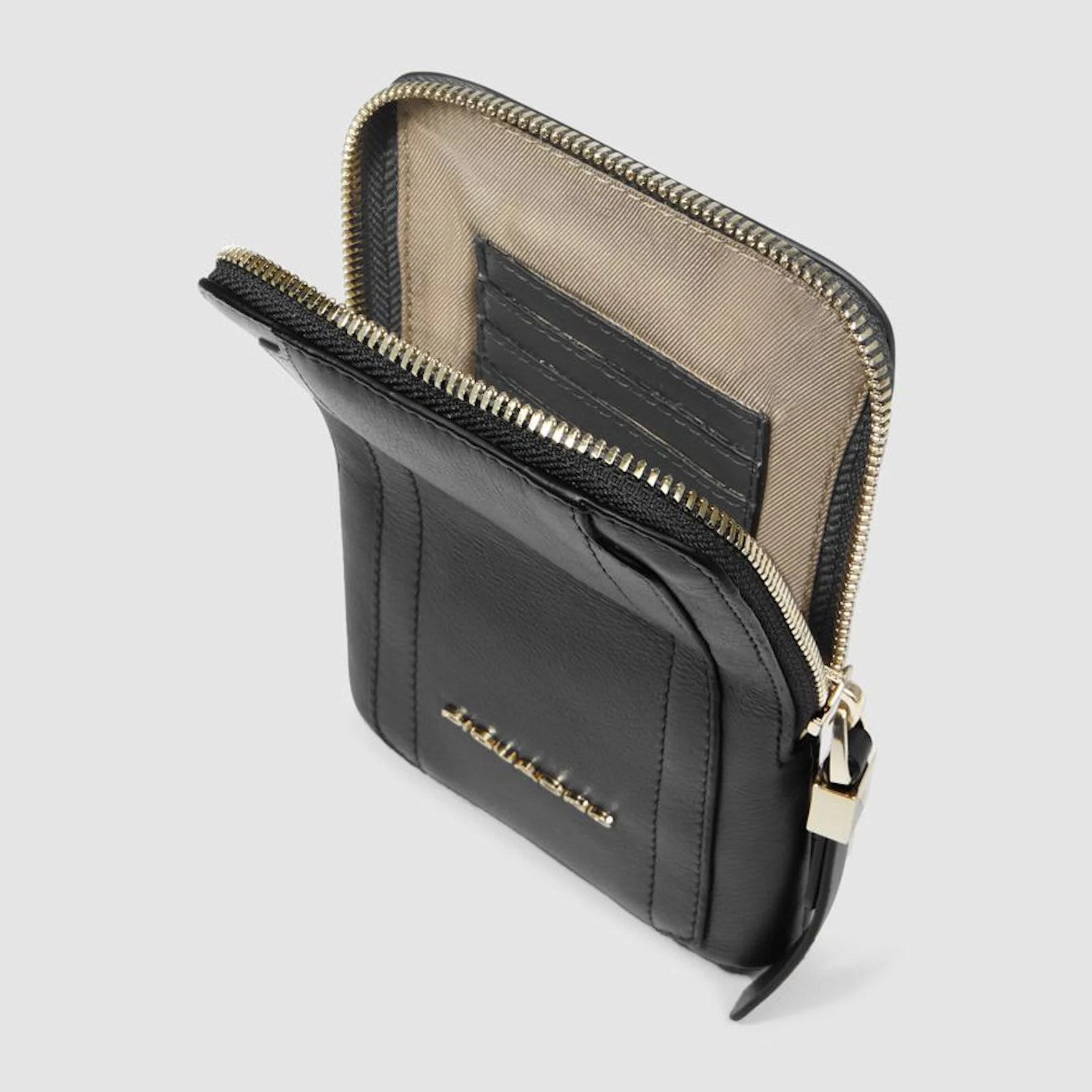 Piquadro Porta telefono da collo in pelle con porta carte di credito, schermato con protezione RFID