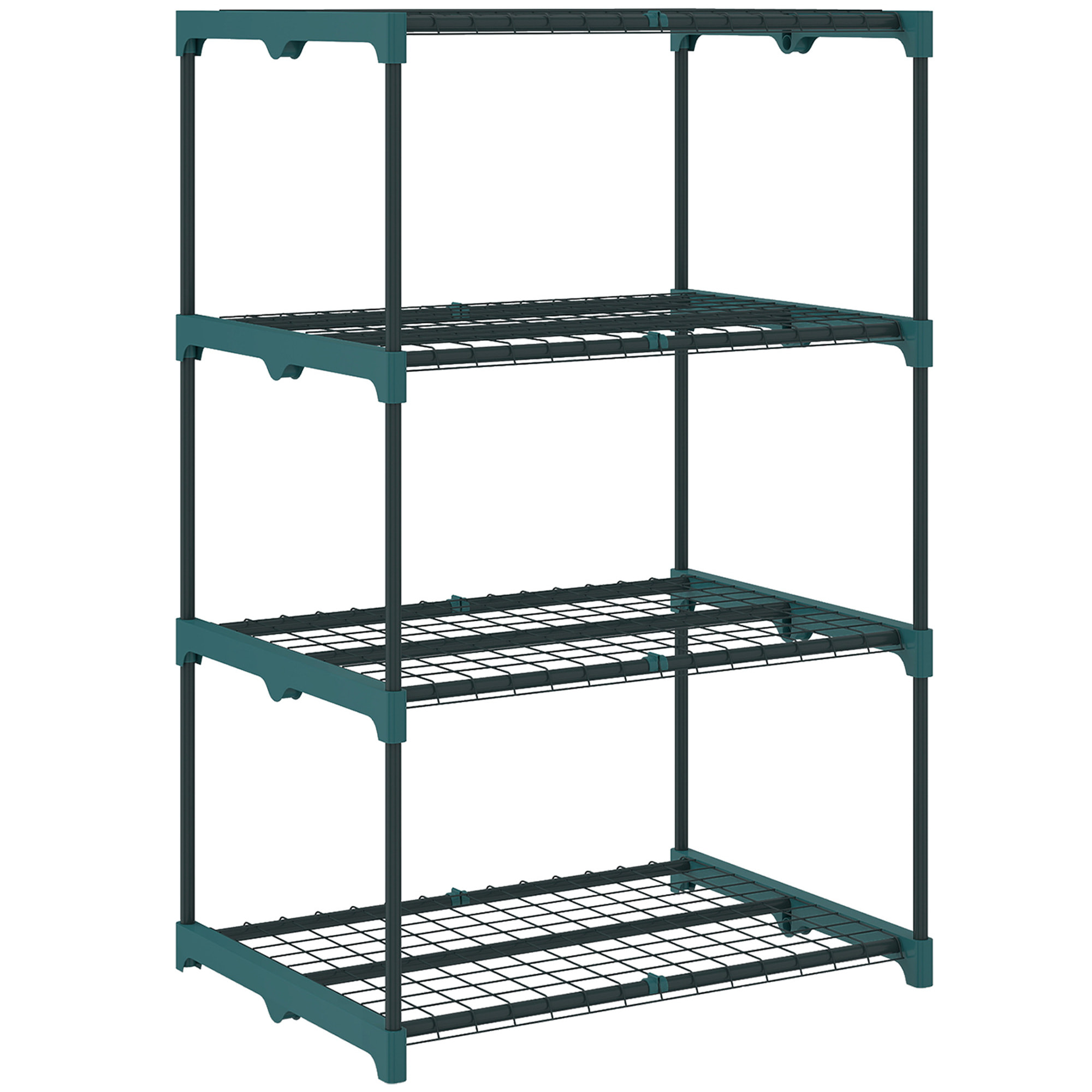 Étagère à fleurs 4 niveaux - 67 x 49 x 105 cm - métal vert