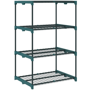 Étagère à fleurs 4 niveaux - 67 x 49 x 105 cm - métal vert