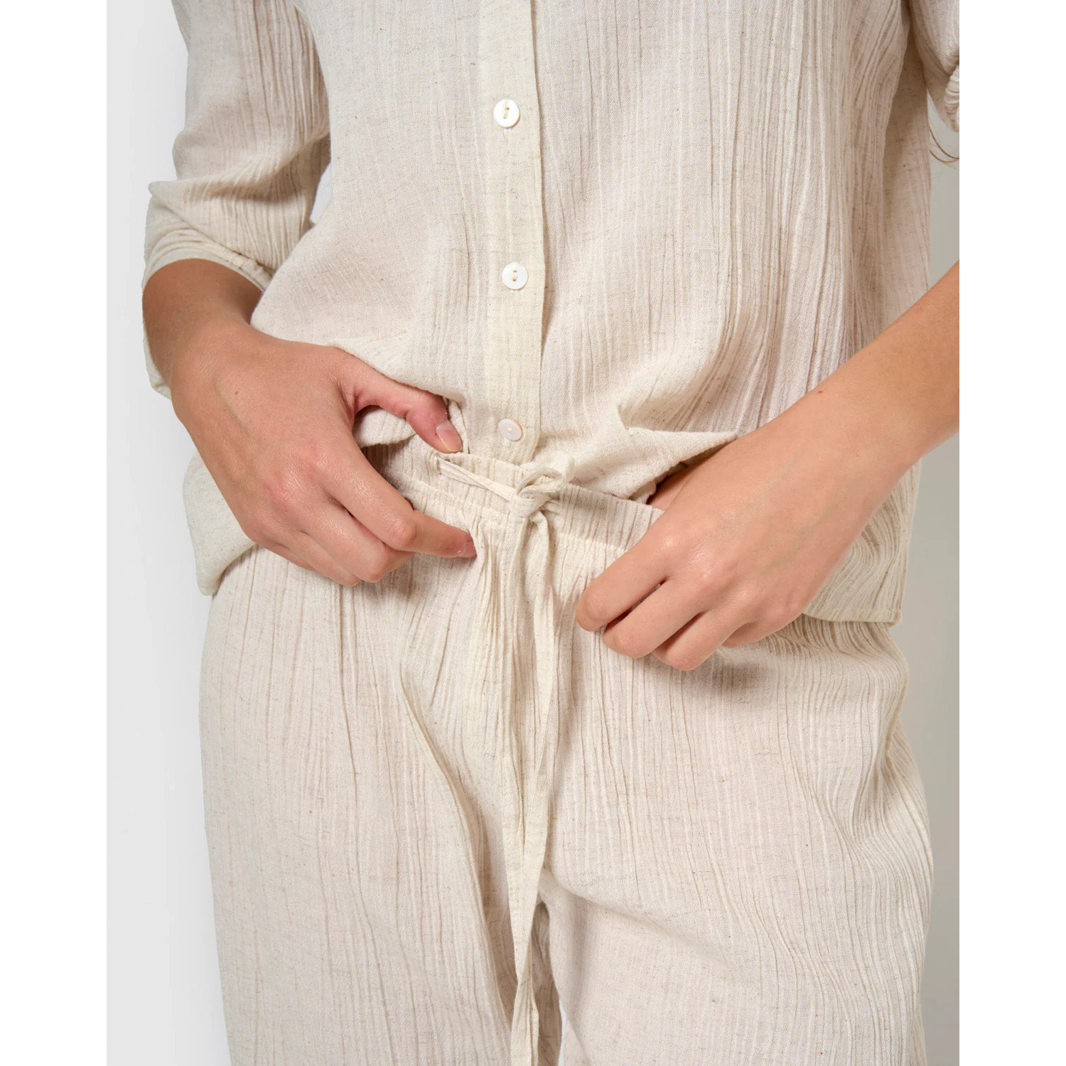 Pantalón algodón lino natural