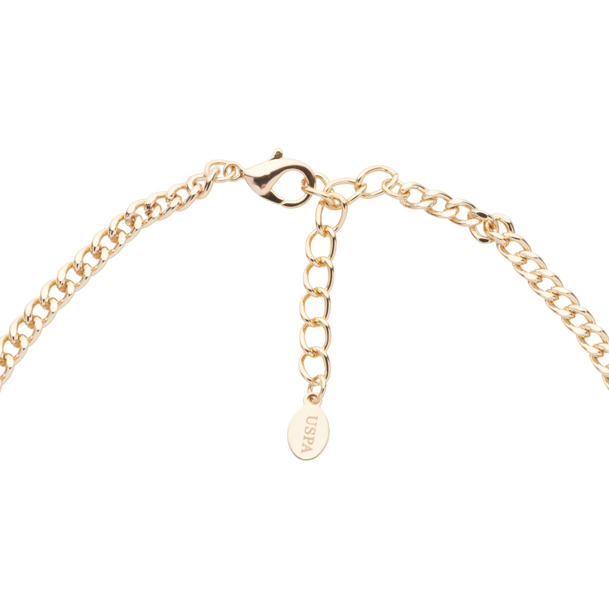 Collana U.S. Polo Assn. In metallo dorato con pendenti in cristallo blu scuro