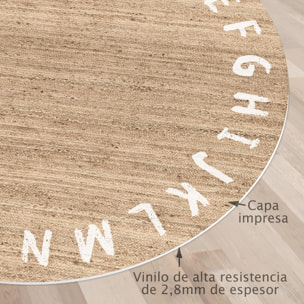 Alfombra de vinilo CERAMIKO, ABC Blanco redonda [Diam] 150 cm