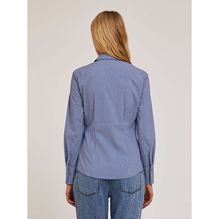 Motivi - Camisa en popelina de rayas - Azul