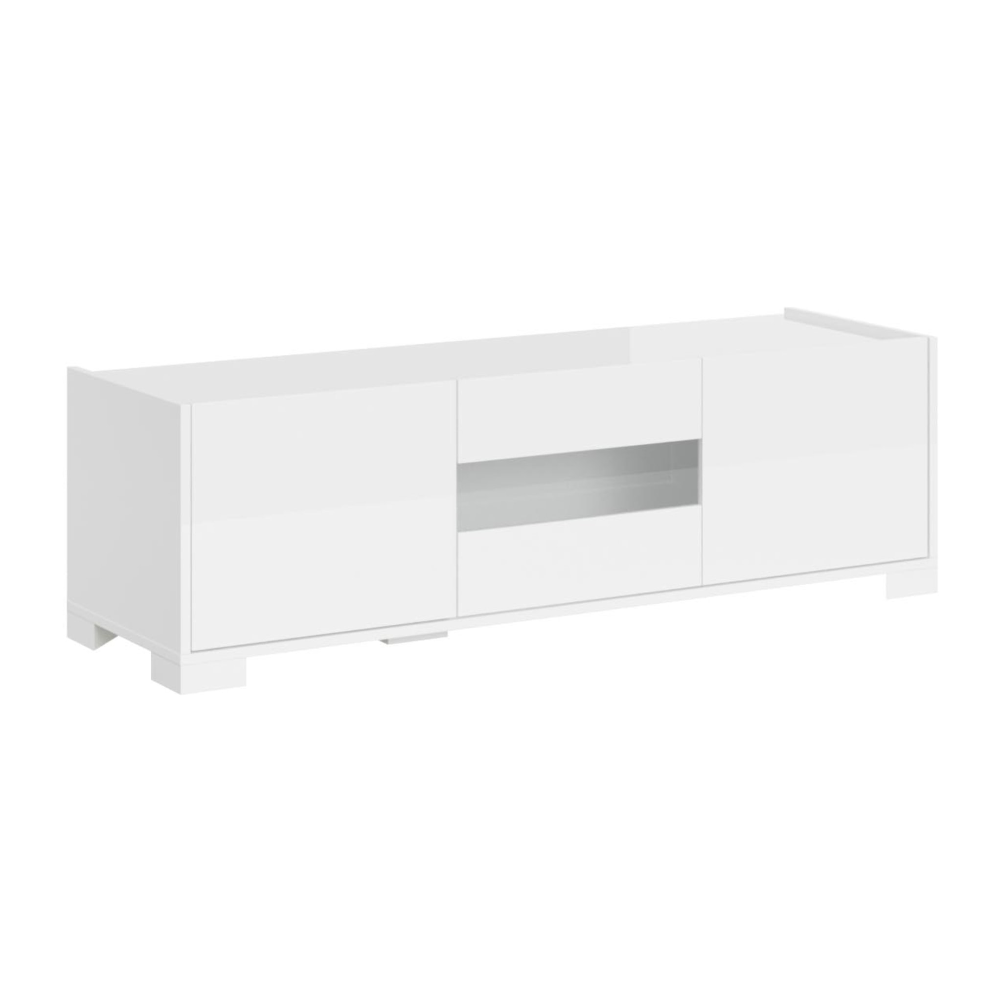 Porta TV 3 ante 130x40x40 cm Riflesso bianco lucido