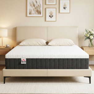 Colchón 190x135 cm, Grosor 25 cm, Colchón Viscoelástico de Muelles Ensacados de 7 Zonas, Firmeza Media, Funda Desmontable y Lavable, Certificado Oeko-Tex