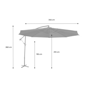 Parasol déporté Ø350cm - Hardelot - Coloris Kaki. structure anthracite. manivelle anti-retour. 8 baleines.