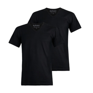 2 Maglie Termiche Uomo Manica Corta Scollo a V 100% Cotone De Fonseca, Art. DEFTVU132, Nero