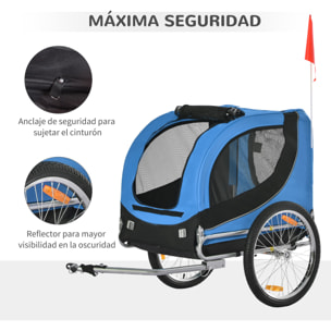 Remolque Bici Mascota de Oxford 130x73x90cm Azul y Negro