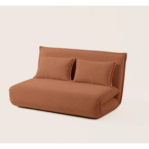Candice - Banquette 2 places convertible clic-clac en velours côtelé - Terracotta