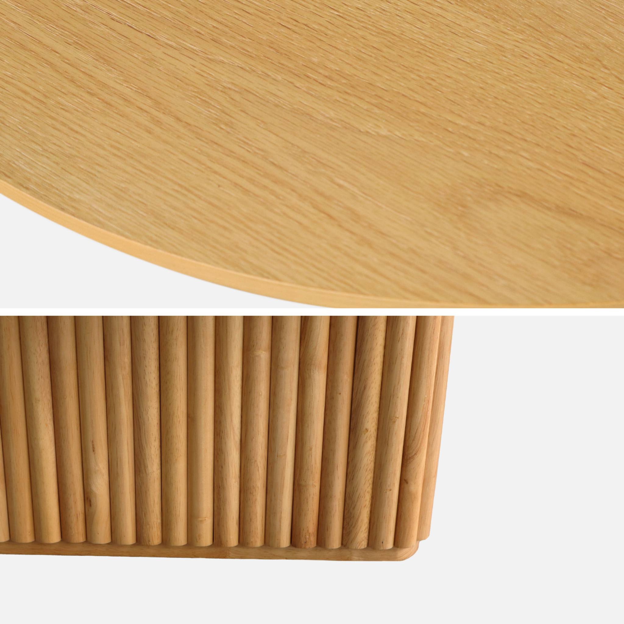 Table basse ovale bois d'hévéa placage chêne GABRIELLE