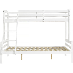 Lit Superposé en bois enfant  "Léa" - Blanc