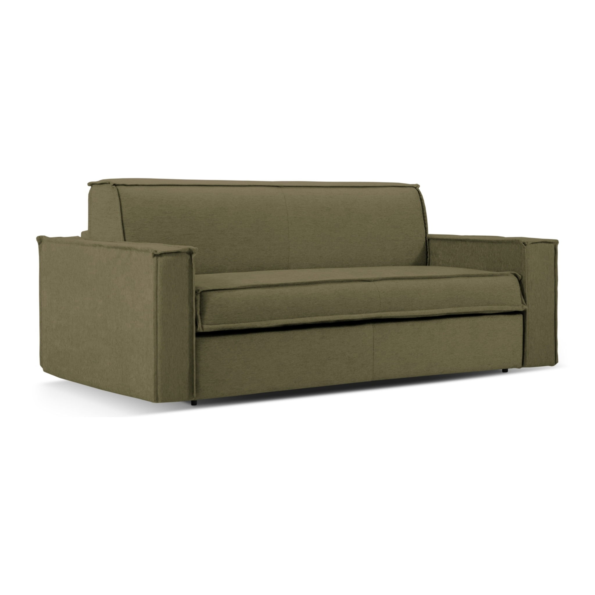 Canapé convertible "Olympe" 4 places en tissu structurel vert olive foncé