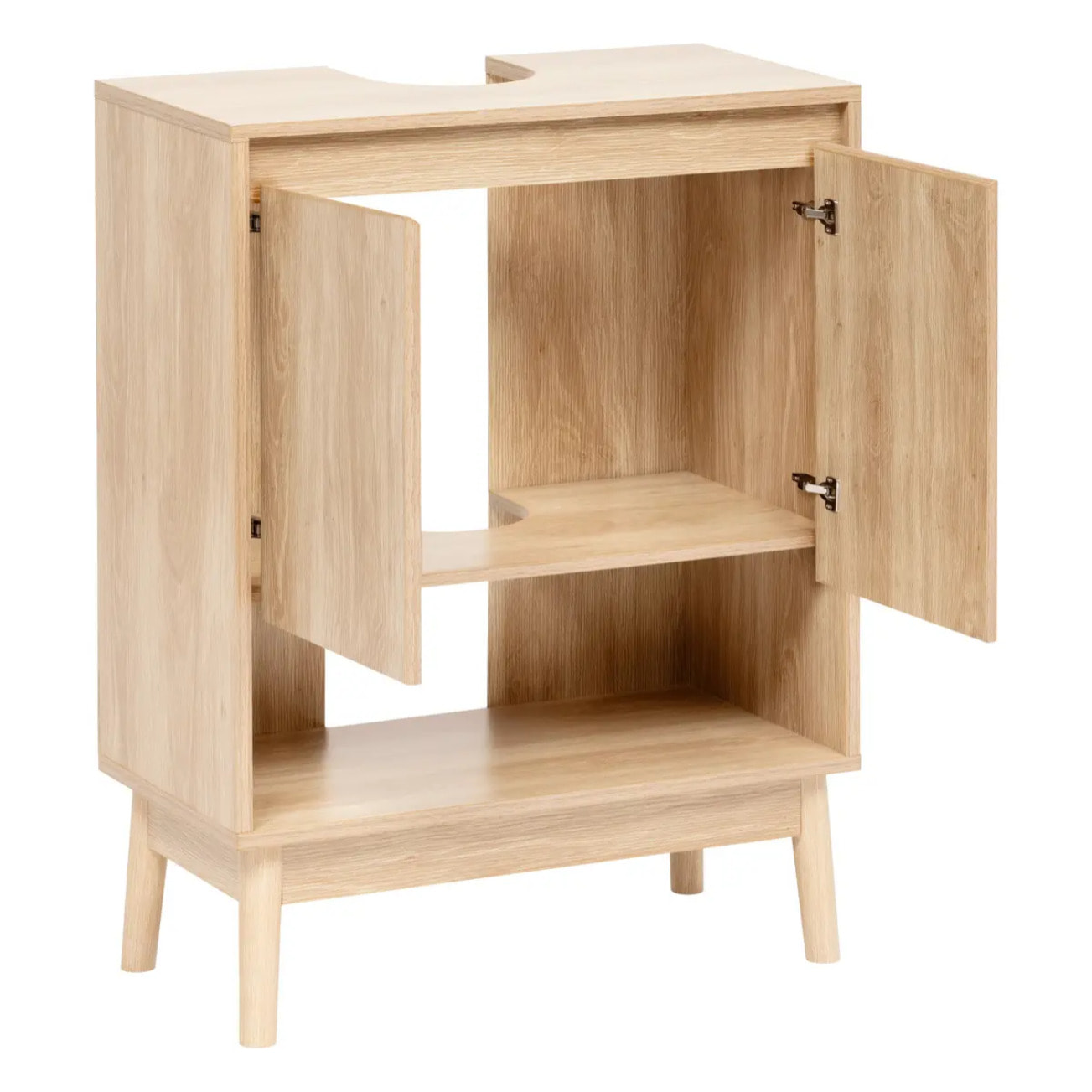 Meuble sous-lavabo Abana 2 portes bois clair