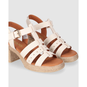 Sandalias de Piel - Blanco - Tacón: 7 cm