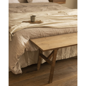 Banc en bois massif ton chêne foncé 120x45cm Hauteur: 45 Longueur: 120 Largeur: 35