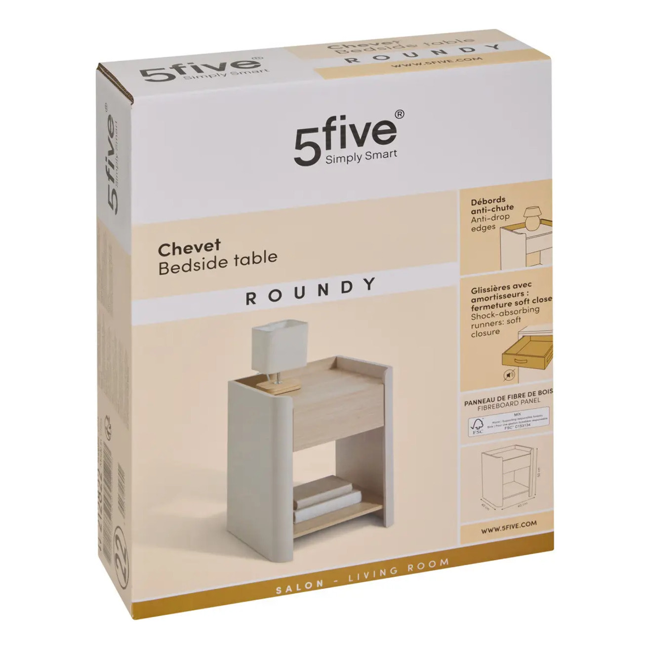 Table de chevet Roundy ivoire
