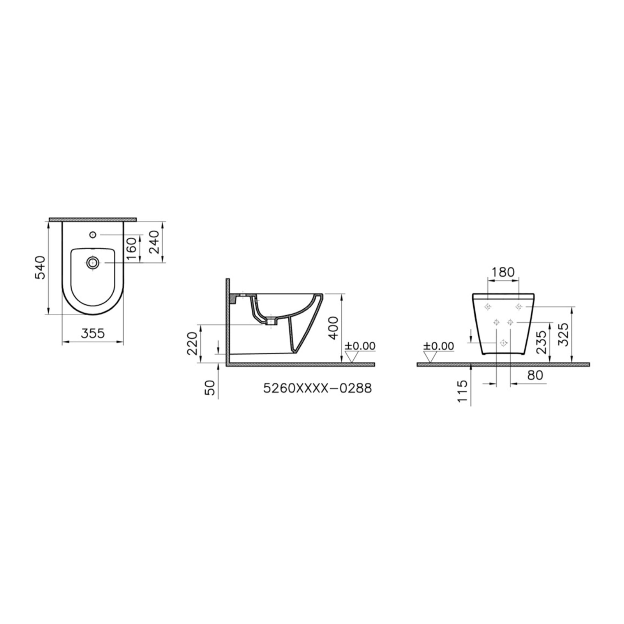 Integra bidet suspendu et trop-plein, 35,5x54 cm, blanc (7042-003-0288)