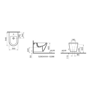Integra bidet suspendu et trop-plein, 35,5x54 cm, blanc (7042-003-0288)