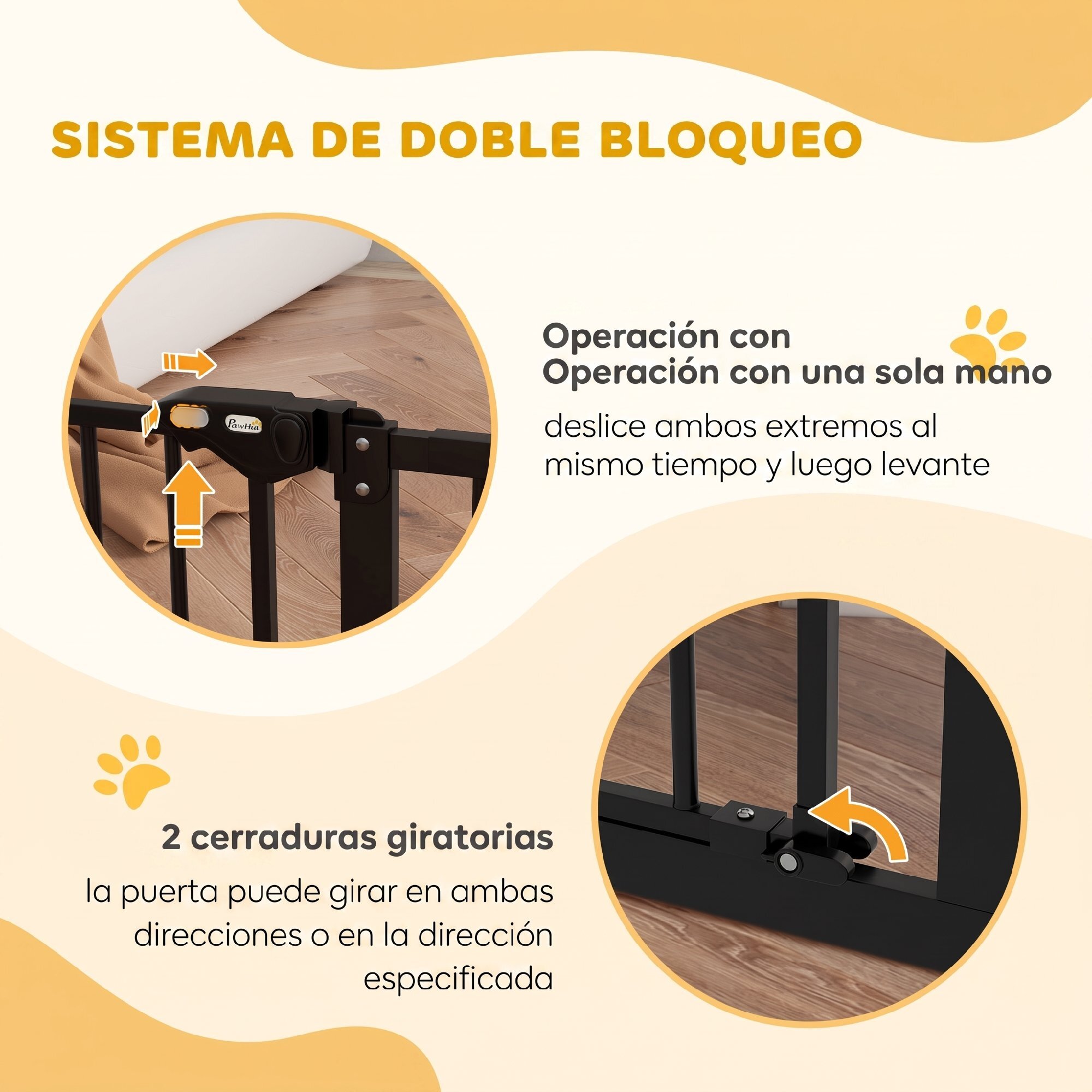 Barrera de Seguridad para Perros Extensible 74-100 cm, para Puertas y Escaleras, Barrera para Perros Medianos, Cierre Automático Montaje a Presión Doble Bloqueo 2 Extensiones 7/14 cm, Negro