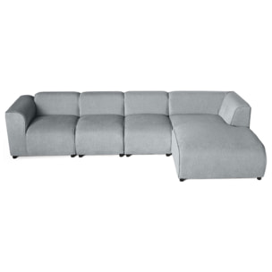 Suaro - Canapé modulable d'angle droit 5 places en tissu texturé - Gris