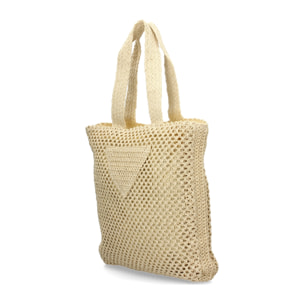 Bolso de hombro para mujer, material de rafia, diseño elegante y moderno con adorno en la parte delantera