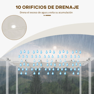 Cubierta de Pérgola Retráctil 2,5x2,55 m Toldo con 10 Orificios de Drenaje Crema