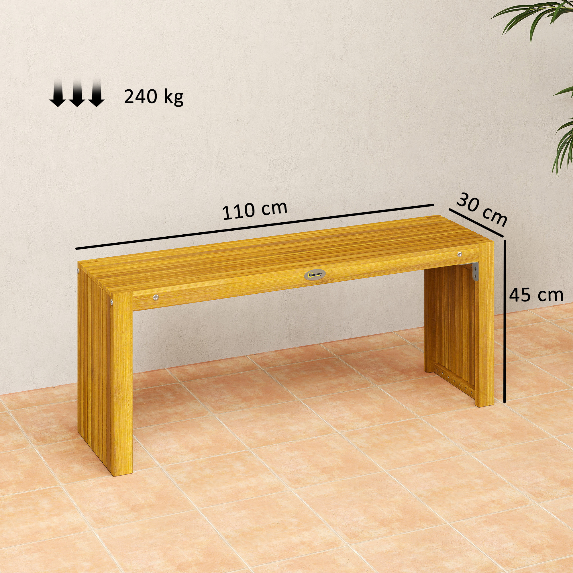 Banc de jardin 2 places bois acacia pré-huilé 240 Kg max.