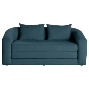 Nuvia - Canapé convertible déplimousse 2 places en velours texturé - Bleu Ardoise