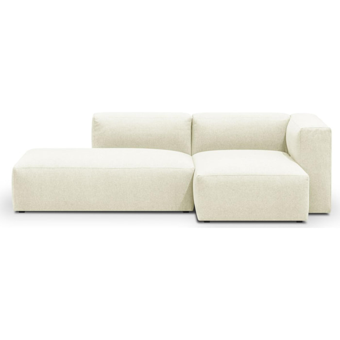 Canapé d'angle à droite modulable avec méridienne 3/4 places en tissu ivoire - Modulo New