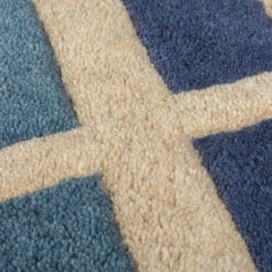 Tapis en laine de couloir BLOCKS RETRO Bleu