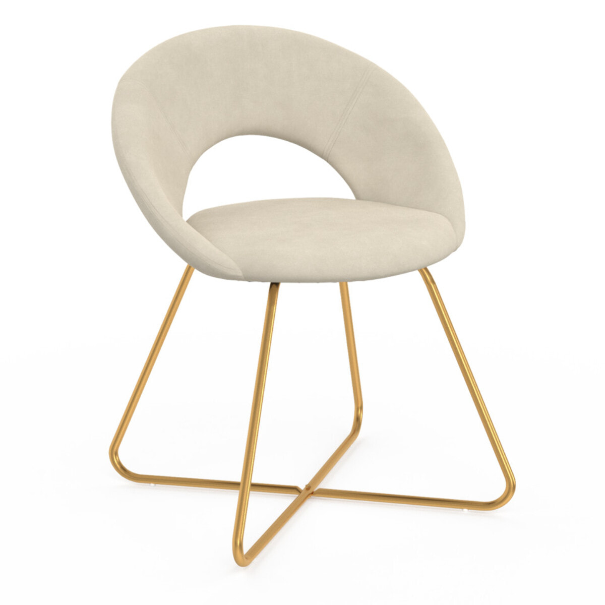 Chaises Malone velours crème pieds dorés - lot de 2