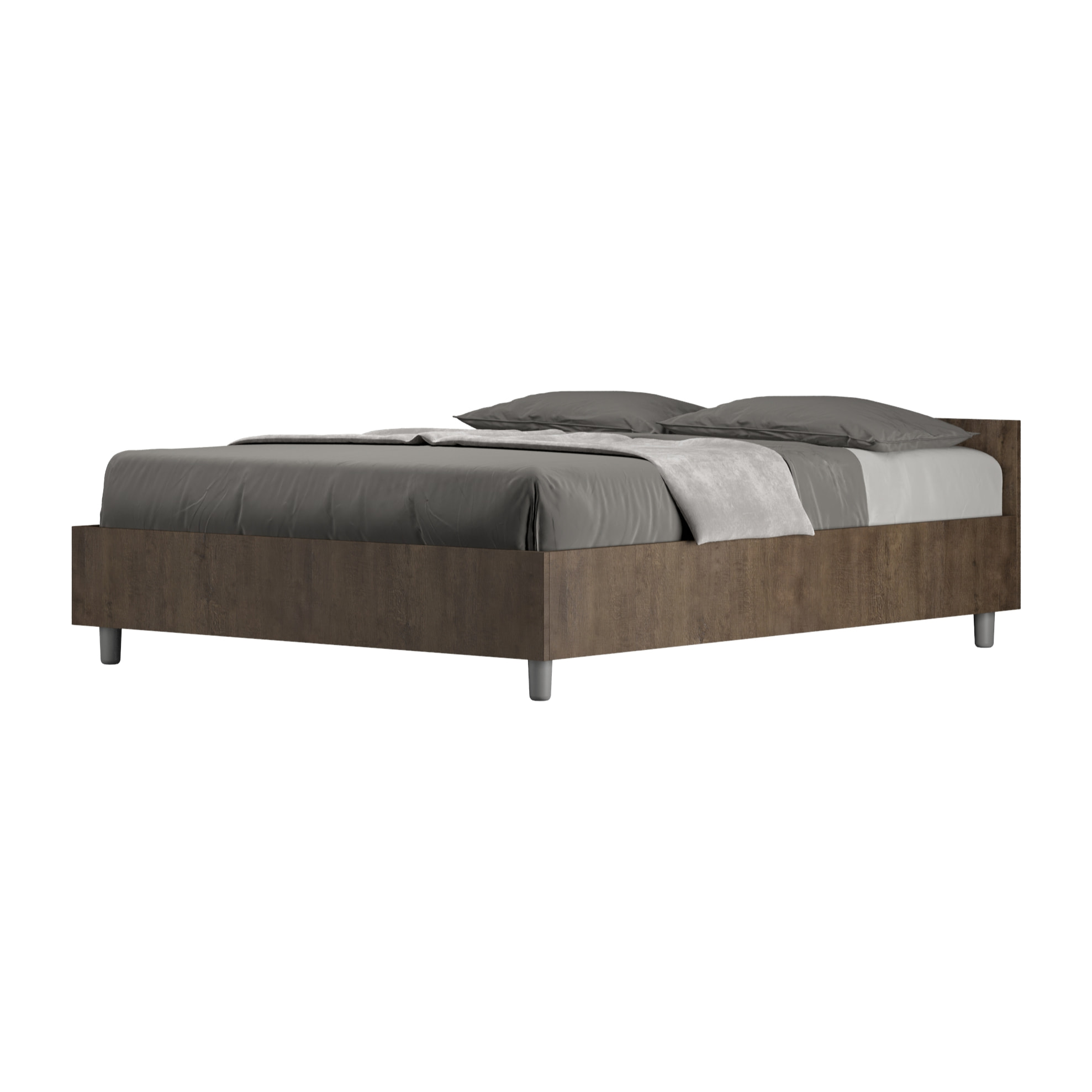 Cama con somier 140x190 nogal Nuamo