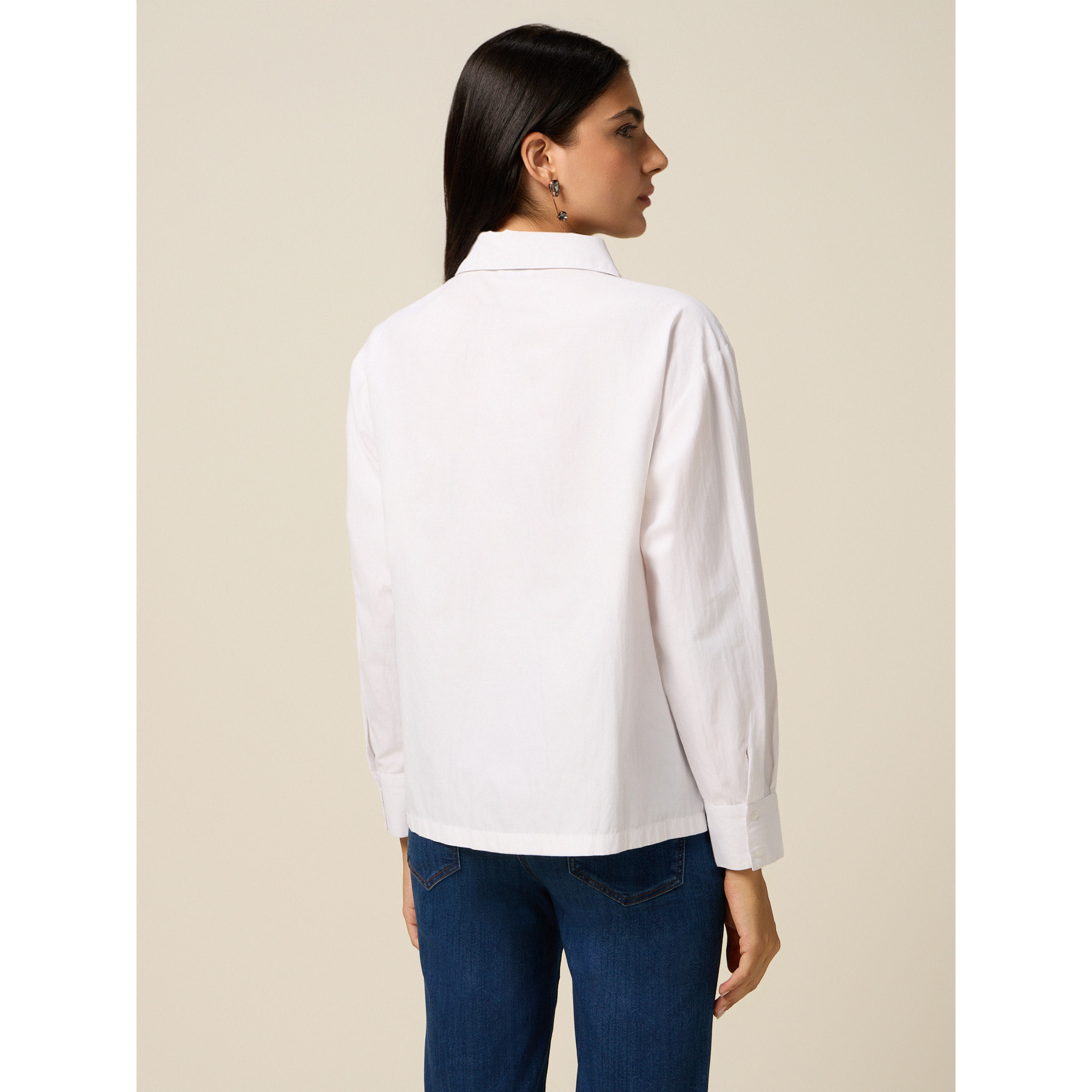 Oltre - Camisa de gabardina con aplicaciones - Blanco