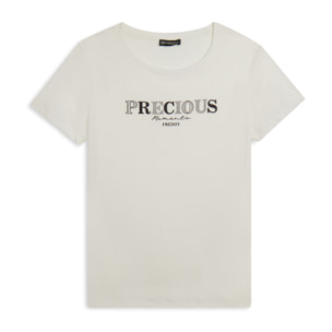 T-shirt con scritta Precious Moments in strass