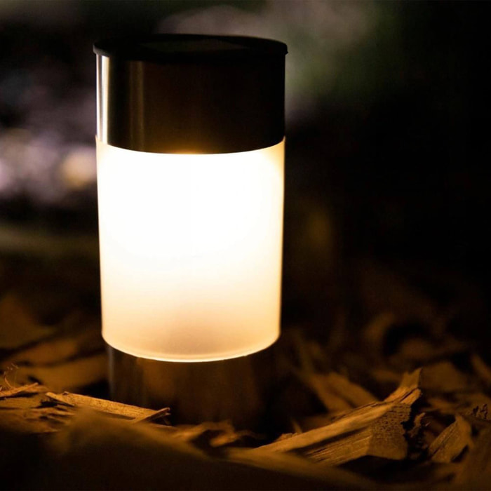 Well Home Lámpara Solar Cilindro de Acero Inoxidable para exterior Ø6x24cm