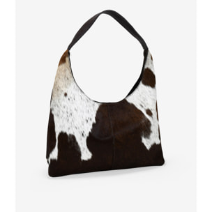 Bolso de hombro de piel con pelo efecto vaca