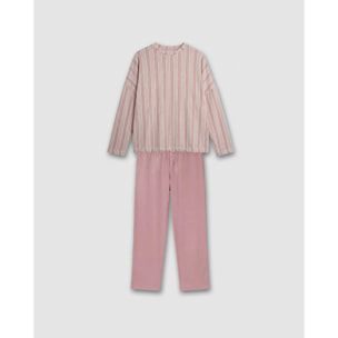 Pigiama lungo secret a righe ondea rosa