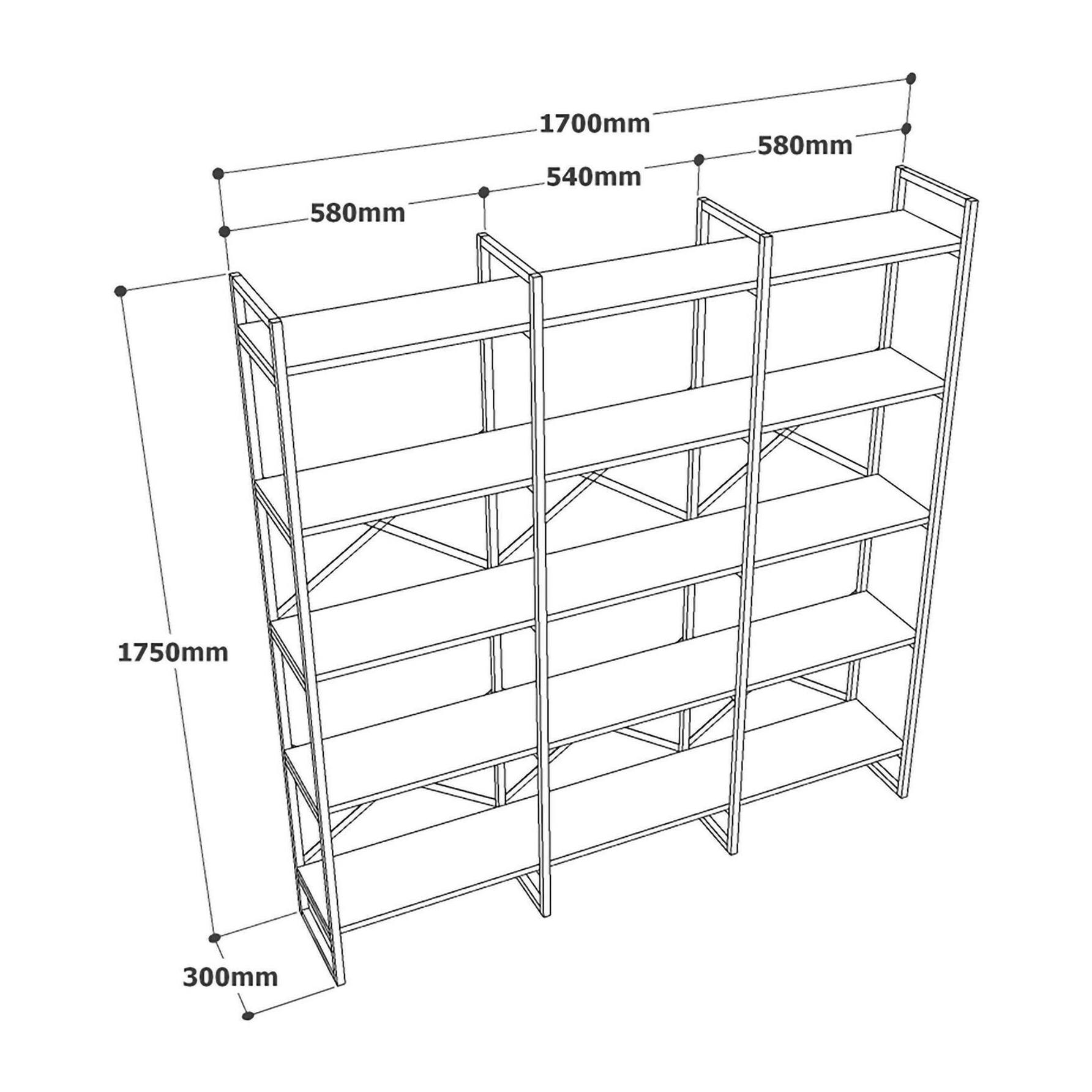 Libreria Dpezzott, Scaffale da ufficio, Mobile portalibri, Biblioteca, 170x30h175 cm, Bianco e Oro