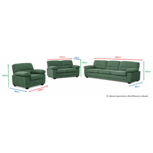 Canapé 3 places + 2 places + fauteuil en velours côtelé vert foncé MATHEW