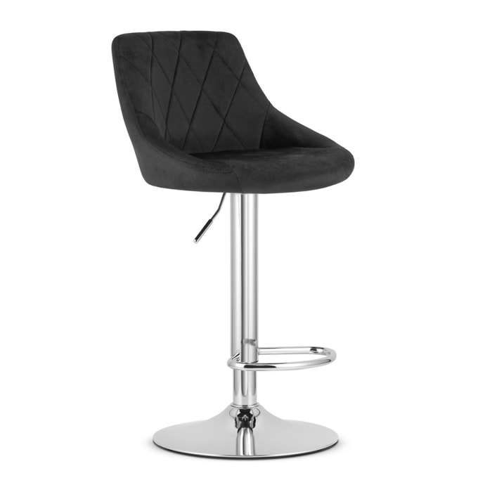 Sgabello da bar girevole OSKAR KAST velluto nero con base cromata
